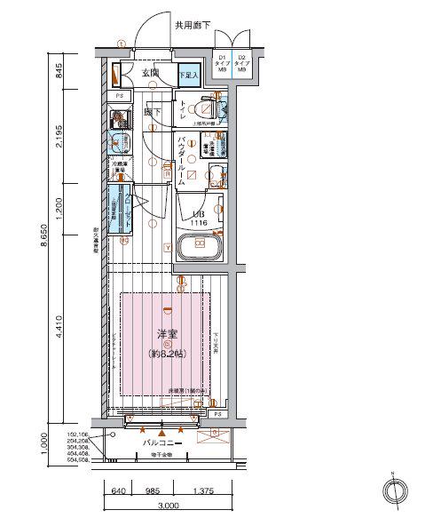 メインステージ板橋蓮根Ⅱ(1K/1階)の間取り写真