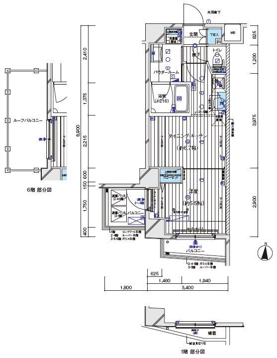 メインステージ板橋ウエスト(1DK/1階)の間取り写真