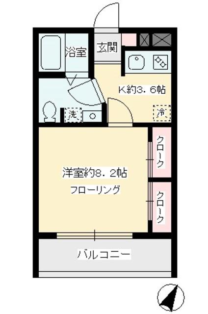 コンフォールドミール(1K/2階)の間取り写真