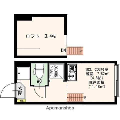 GLANZ(ワンルーム/1階)の間取り写真