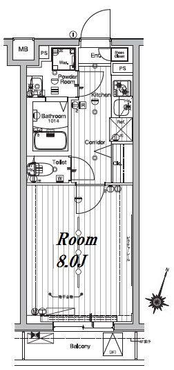 メイクスデザイン池袋パークサイド(1K/4階)の間取り写真