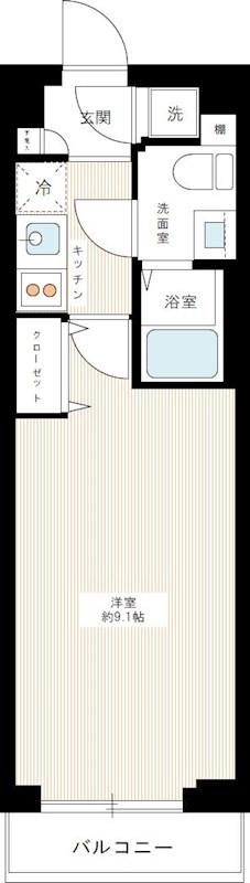 イアース東武練馬Ⅱ(1K/1階)の間取り写真