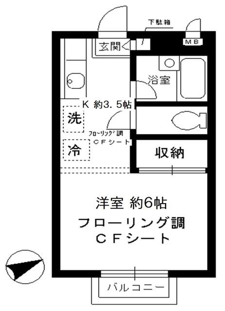 モンセラート河田町2号館(1K/2階)の間取り写真