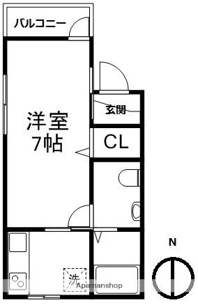 レインボー穂高(1K/3階)の間取り写真