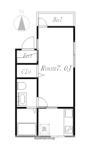 レインボー穂高(1K/2階)の間取り写真