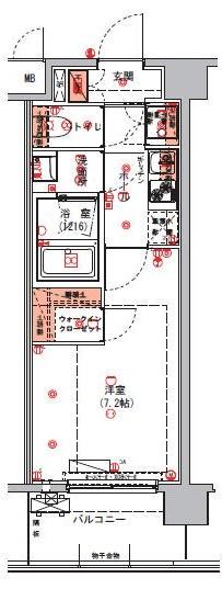 ハーモニーレジデンス東京アーバンスクエア002(1K/3階)の間取り写真