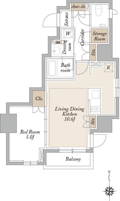 KDXレジデンス三鷹(1LDK/3階)の間取り写真