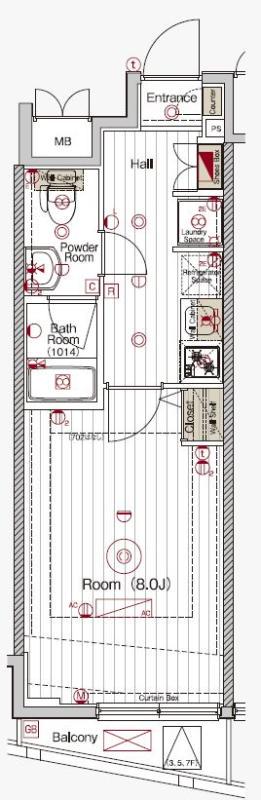 マキシヴ桜台ベルグレード(1K/5階)の間取り写真