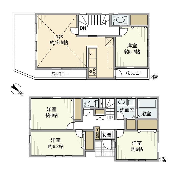 東京都大江戸線 新江古田駅 徒歩7分 2階建 築17年(4LDK)の間取り写真