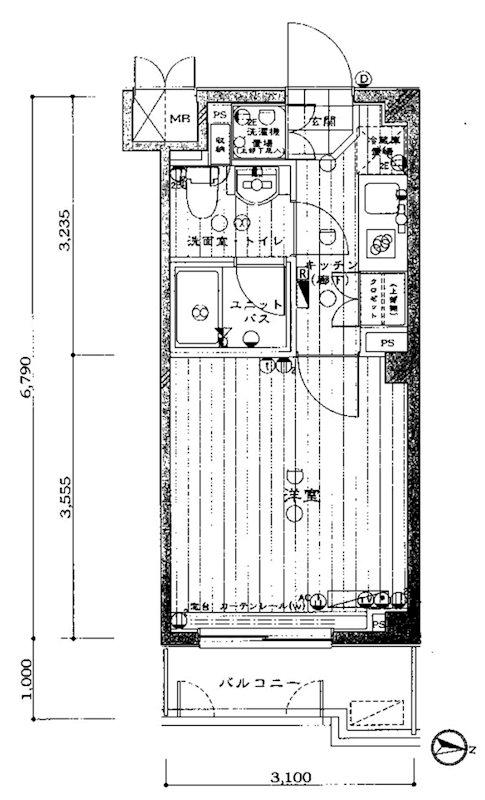 ルーブル中野富士見町(1K/4階)の間取り写真
