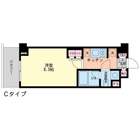 エスティメゾン代沢(1K/2階)の間取り写真