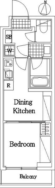 ハーモニーレジデンスコンフォートグランド(1DK/2階)の間取り写真