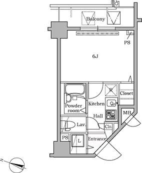 レジディア広尾2(ワンルーム/8階)の間取り写真