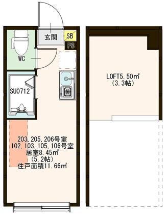 ハーモニーテラス上板橋(ワンルーム/1階)の間取り写真