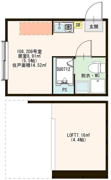 ハーモニーテラス上板橋(ワンルーム/1階)の間取り写真