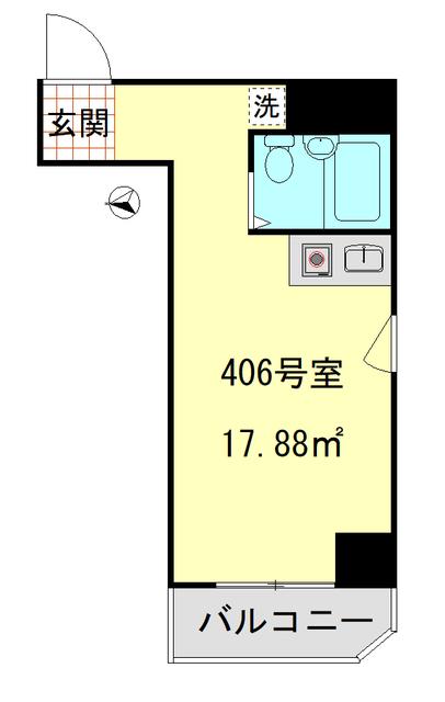バロール本町(ワンルーム/4階)の間取り写真