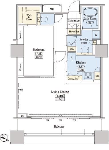 レジディアタワー上池袋(1LDK/11階)の間取り写真