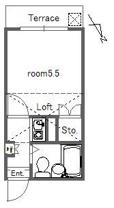 レオパレス西台(1K/1階)の間取り写真
