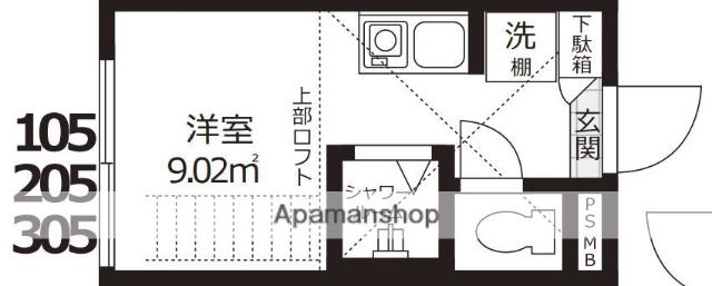 PONT DU GARD(ワンルーム/3階)の間取り写真