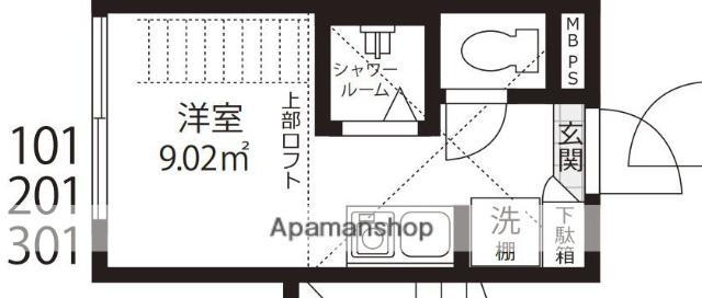 PONT DU GARD(ワンルーム/2階)の間取り写真