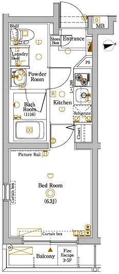 アクサス桜台エクスクルーシブ(1K/2階)の間取り写真