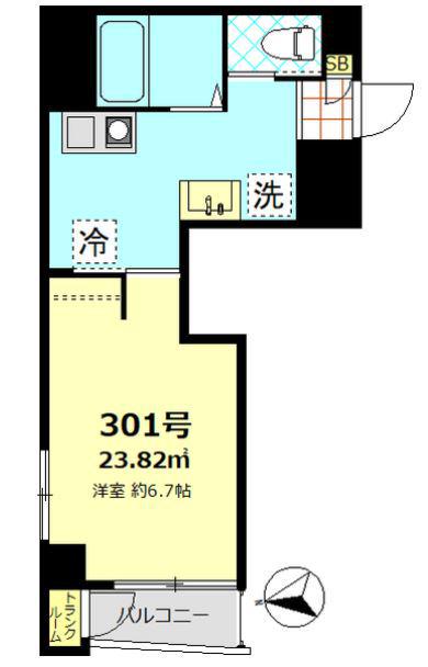 ライオンズマンション渋谷(1K/3階)の間取り写真