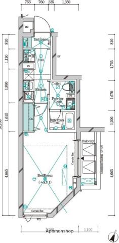 ガリシア中野新橋(1K/2階)の間取り写真