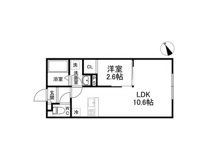 らいとあっぷ三軒茶屋(1LDK/3階)の間取り写真