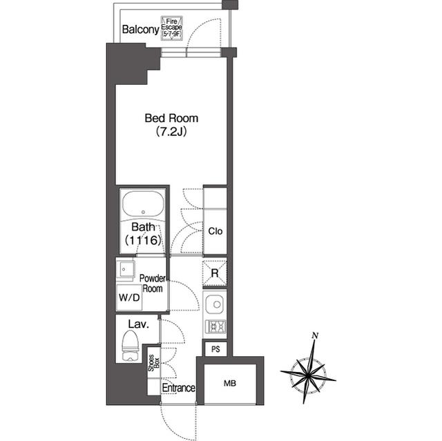 ミリアレジデンス広尾(1K/6階)の間取り写真