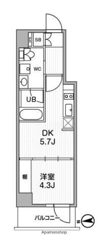 ALTERNA中野(1DK/8階)の間取り写真