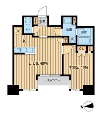KDXレジデンス東新宿(1LDK/12階)の間取り写真