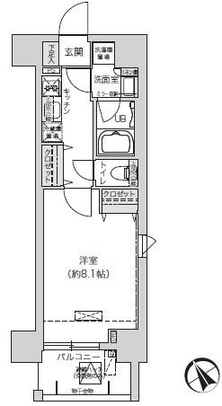 ブランシエスタ駒込(1K/2階)の間取り写真