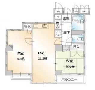 土橋ビル(2LDK/3階)の間取り写真
