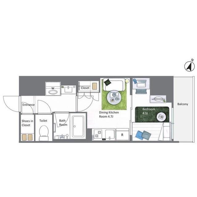 AIFLAT若松河田(1DK/13階)の間取り写真