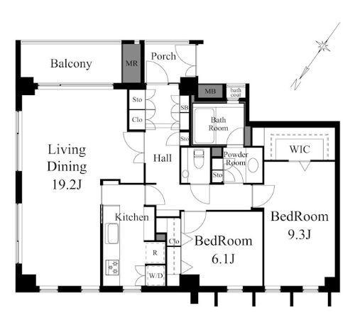松濤ガーデン(2LDK/2階)の間取り写真