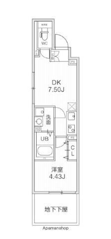 ALTERNA早稲田(1DK/1階)の間取り写真