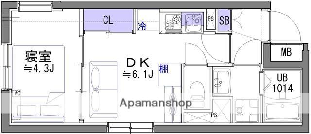 KS66/635(1DK/1階)の間取り写真