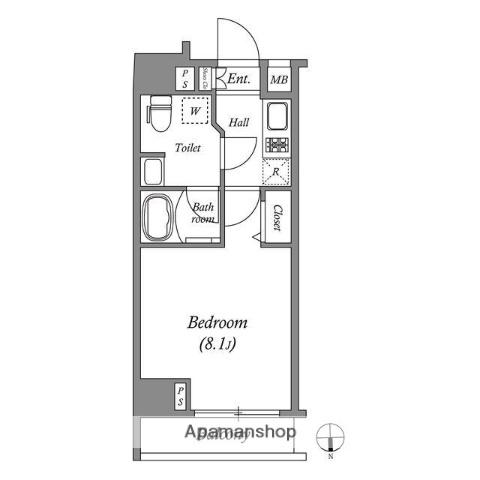 GENOVIA東中野SKYGARDEN(1K/5階)の間取り写真