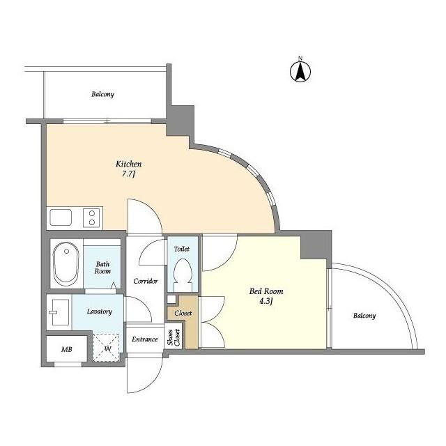 NONA PLACE渋谷富ヶ谷(1DK/1階)の間取り写真