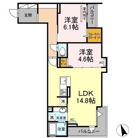 アンジュール徳丸B棟(2LDK/3階)の間取り写真