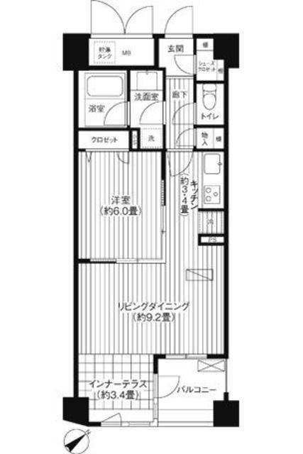コスモリード新宿余丁町(1LDK/3階)の間取り写真