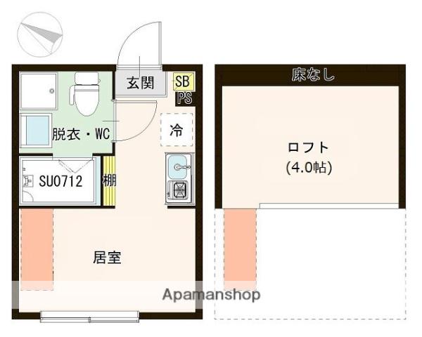 ハーモニーテラス白鷺Ⅱ(ワンルーム/2階)の間取り写真