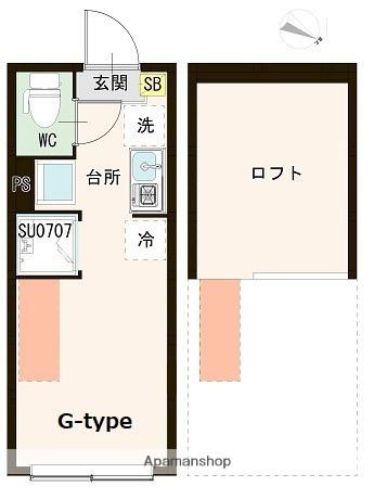 ハーモニーテラス貫井Ⅱ(ワンルーム/2階)の間取り写真