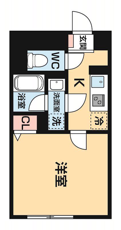 ハーモニーフラッツ神楽坂(1K/2階)の間取り写真