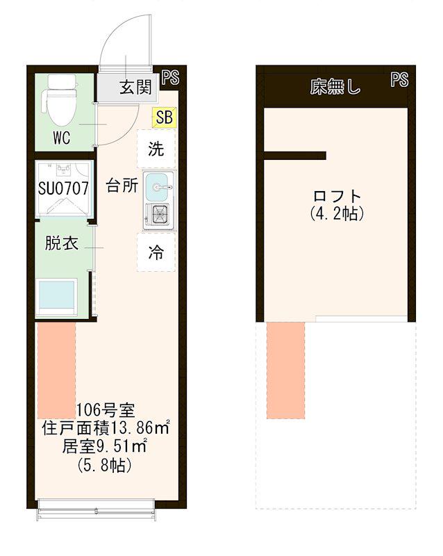 ハーモニーテラス見次公園(ワンルーム/1階)の間取り写真