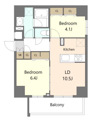 S-RESIDENCE板橋大山BRIM(2LDK/9階)の間取り写真