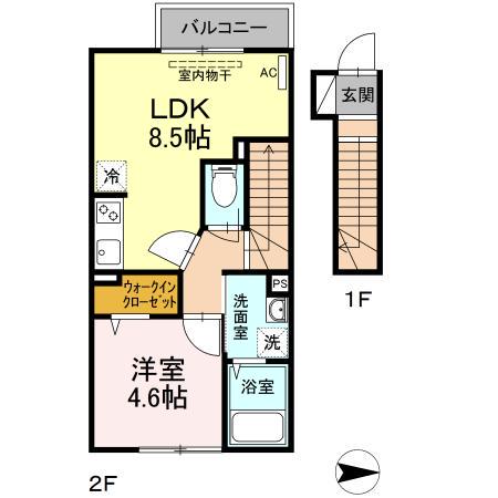 アンジュール西落合(1LDK/2階)の間取り写真