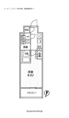 シーズンフラッツ新大塚(1K/5階)の間取り写真