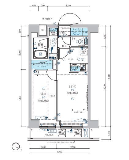 メインステージ板橋志村Ⅲ(1LDK/4階)の間取り写真