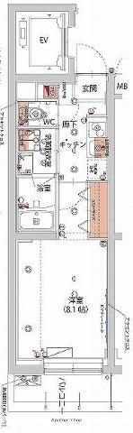 ハーモニーレジデンス新宿 THE ノース(1K/4階)の間取り写真